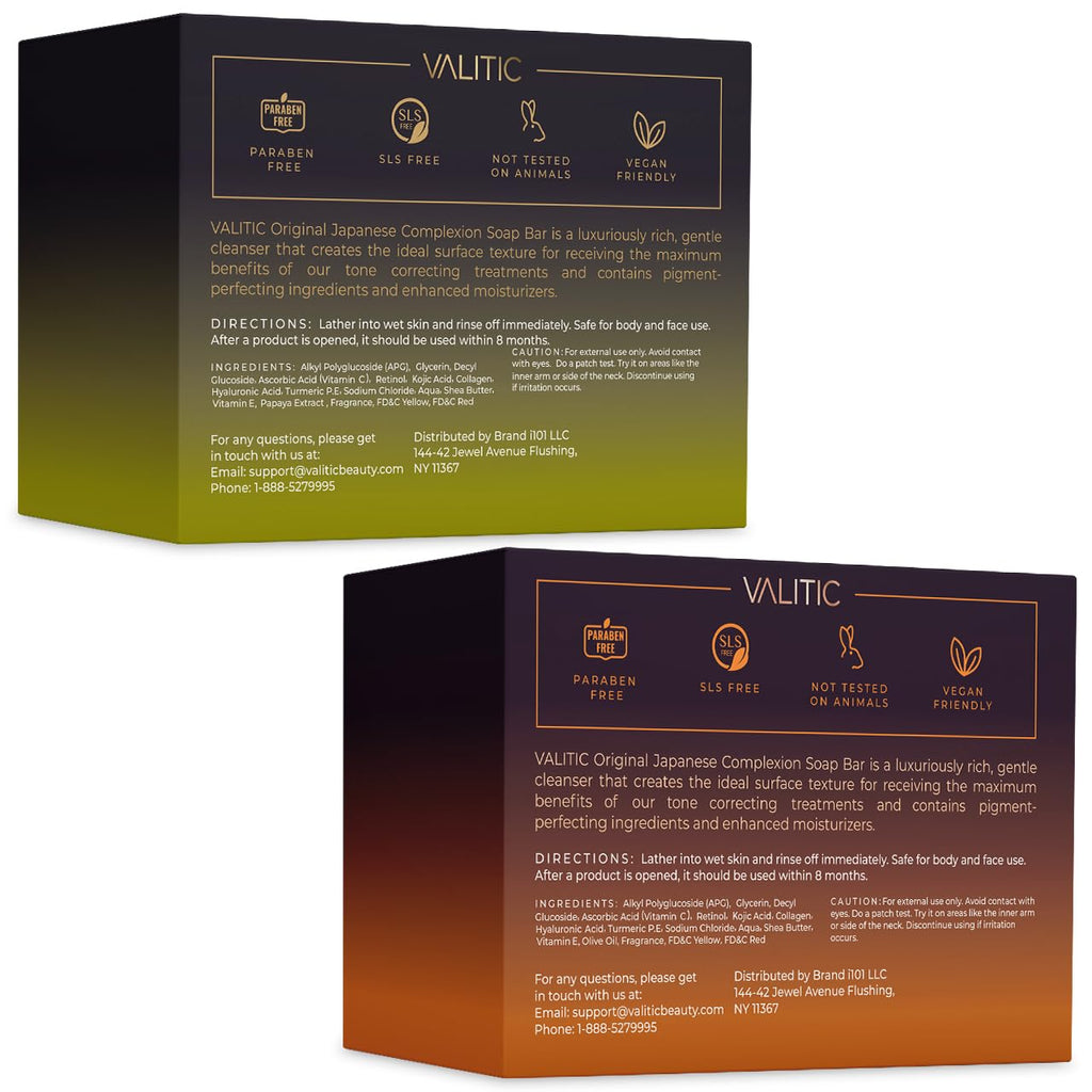 VALITIC Papaya and Turmeric Kojic Acid Soap Bar - Dark Spot Corrector Skin Care Cleansing Bar - Infused with Vitamin C, Hyaluronic Acid, Collagen - Papaya 2 Pack, Kojic 2 Pack