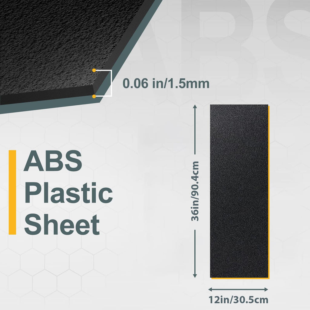 Plastic Sheet 12" x 36" x 0.06", Black PVC Board Flexible Moldable Impact Strength and High Tensile 1/16" Thick (1.5mm) for Crafts Materials Home Decor and Handicrafts, Abs Plastic Sheets 6 Pack