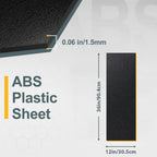 Plastic Sheet 12" x 36" x 0.06", Black PVC Board Flexible Moldable Impact Strength and High Tensile 1/16" Thick (1.5mm) for Crafts Materials Home Decor and Handicrafts, Abs Plastic Sheets 6 Pack