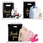 Jutieuo 100 Pack Black Thank You Shopping Bags for Small Business - 12"x15" Extra Thick 2.36 Mil Plastic Retail Thank You Bags with Handles for Stores, Boutique, Clothes, Business Gift