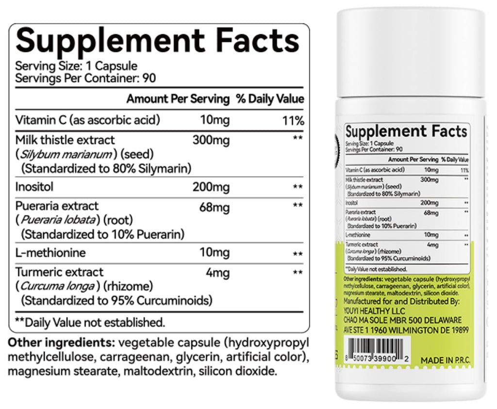 OxyEnergy Silymarin Milk Thistle 300mg Extract with Vitamin C, Inositol & Pueraria, Liver Detox & Repair Support, Antioxidant Support, 90 Vegetarian Capsules