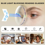 SKYOLUY 2 Pack Eye-catching Progressive Multifocus Reading Glasses Women, Trendy Cat Eye Computer Readers with Twist Temples, Anti Blue Light/Eyestrain Multifocal Glasses, 2.5x (Top is not 0)