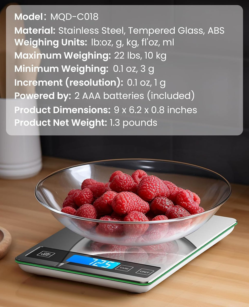 Nicewell Food Scale 22lb Digital Kitchen Scale for Cooking Baking