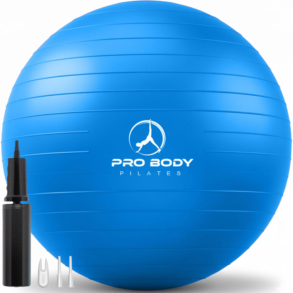 ProBody Pilates Exercise Ball - Multiple Sizes Gym Grade Balance Ball for Fitness, Workout, Pregnancy & Physical Therapy, Stability Yoga Ball Chair (Blue, 55cm)