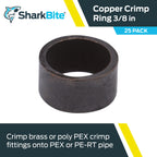 SharkBite 3/8 Inch Copper Crimp Rings, Pack of 25, PEX Pipe, PE-RT, 23101CP25