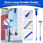 Dusters for Cleaning, Duster with Extension Pole 7 in 1 Kit, Ceiling Fan Cleaner Duster Cobweb Duster, Long Dusters for High Ceilings, Microfiber Dusters for Ceiling Fan, Blinds and Furniture