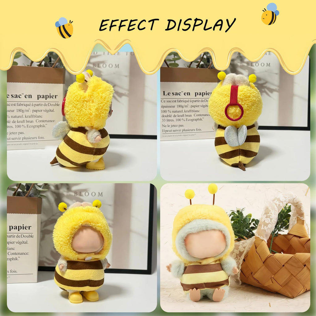Zimomo Funny Clothes for labubu Dolls(No Doll) - Cute Bee Costume, Fits 6.7 Inch (17 cm) Park Theme Costume Accessory,Suitable for Halloween, Christmas and Birthday Gifts