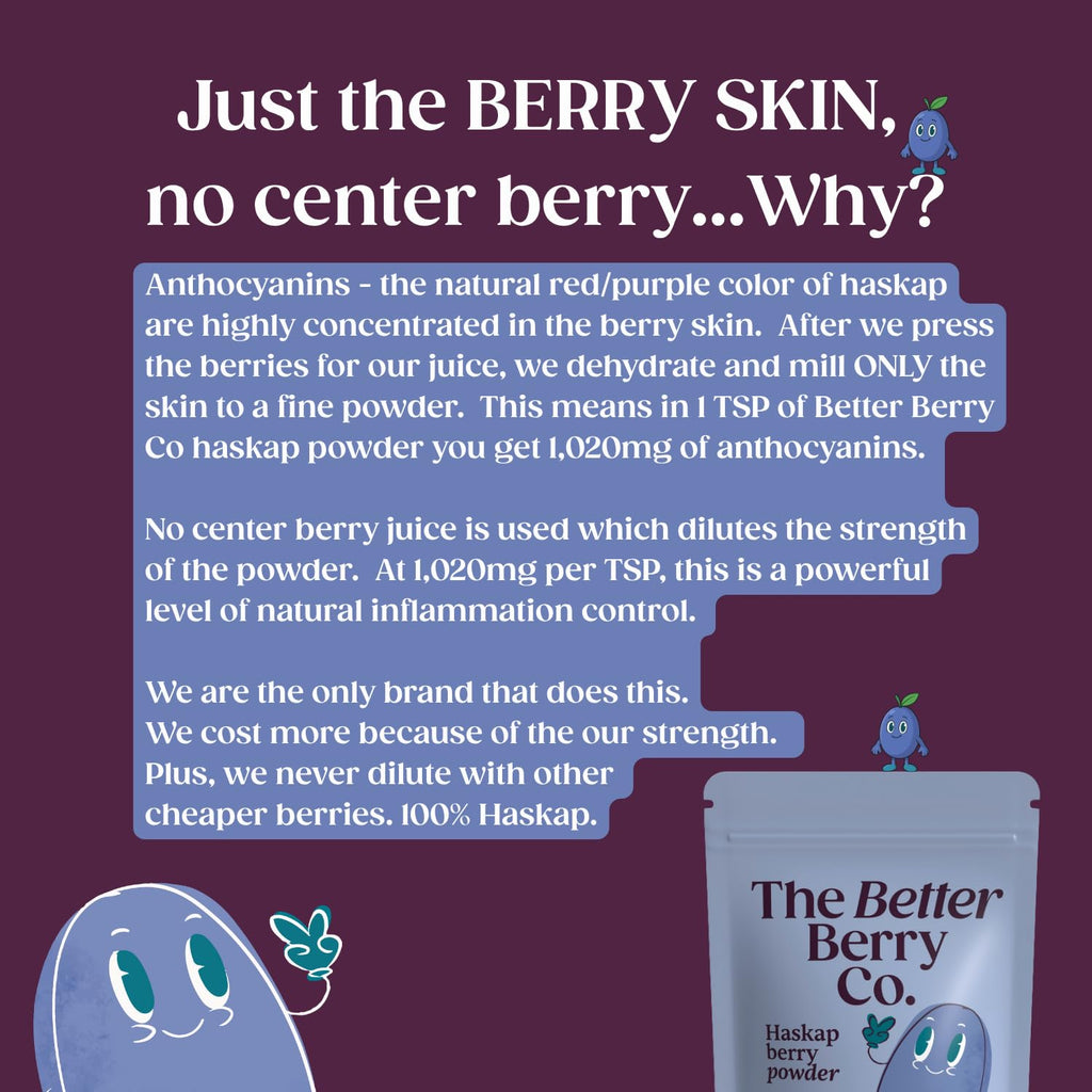 The Better Berry Co Haskap Berry Fruit Powder, Plant-Based Haskap Berry Powder, 30-Day Supply, Pure Haskap Berry Powder Extract, Very Rich with Anthocyanins, Inflammation Support, Product of Canada