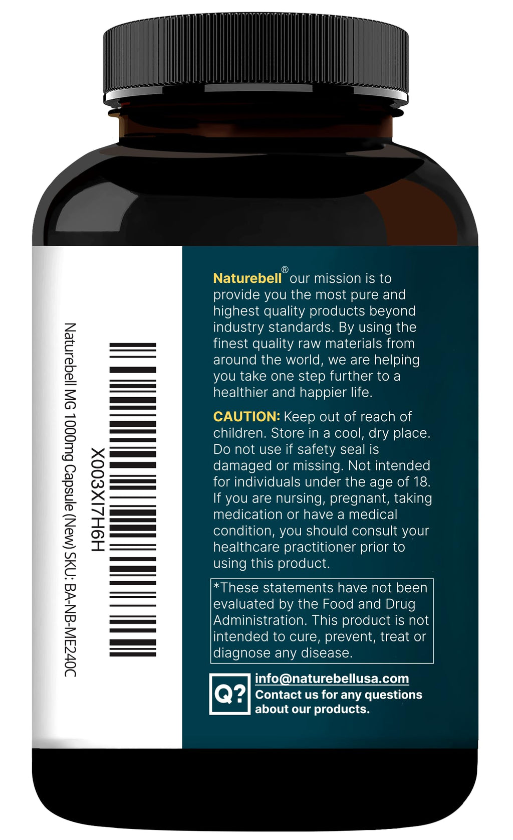 NatureBell Magnesium Glycinate 1,000mg, 240 Capsules | 500mg per Capsule | 100% Chelated & Purified | Sleep, Muscle & Nerve Support | Non-GMO, Gluten-Free