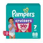 Pampers Diapers - Cruisers 360 - Size 7, 88 Count, up to 100% Leakproof Pull-On Diaper for Active Babies