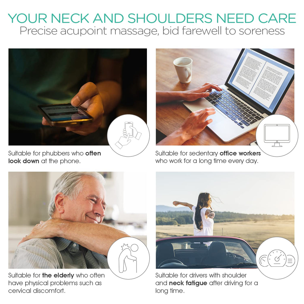 VOYOR Neck Massager Shiatsu Deep Tissue Dual Trigger Point for Pain Relief