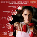 ZHPHK Iron Supplement Gummies for Women, Men & Kids, 65mg Iron & 250mg Vitamin C per Serving - Healthy Blood, Energy & Immune Support Iron Vitamin Gummy with Folate, 2 Pack