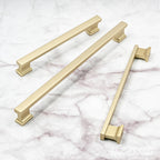 Alzassbg 10 Pack Brushed Gold Cabinet Pulls, 5 Inch(128mm) Hole Centers Kitchen Cabinet Handles for Cabinets and Drawers AL3061MGP