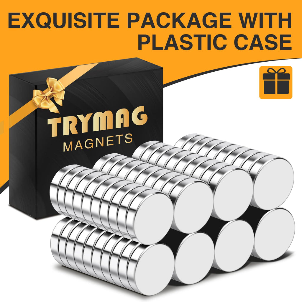 TRYMAG 80Pcs Neodymium Disc 12x3mm Small Strong Round Rare Earth Fridge Magnets for Crafts, Dry Erase Board, DIY, Whiteboard, Scientific Models, School