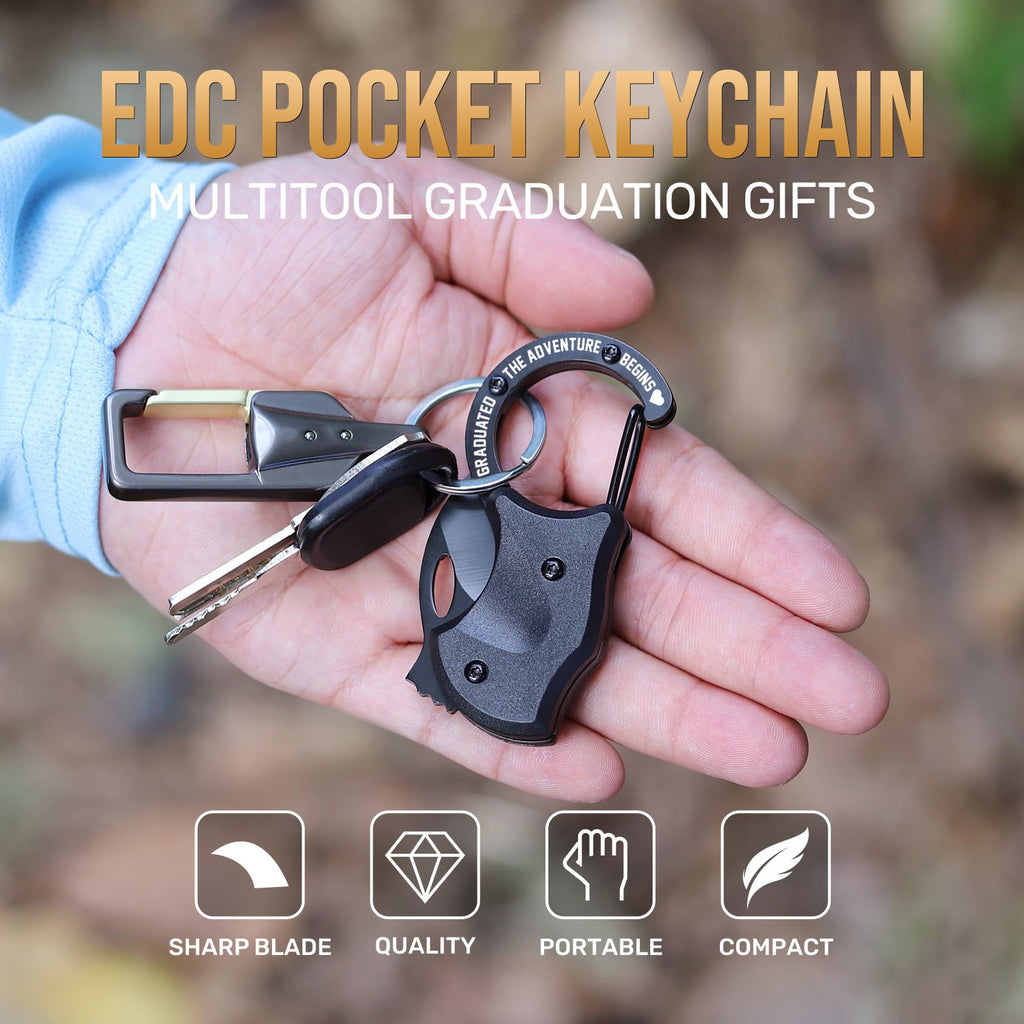 OOPERAY Graduation Him Gifts for Son, EDC Box Cutter-GRADUATED THE ADVENTURE BEGINS, 2026 College Masters Degree Graduation Gifts for Son Him, EDC Gadget Graduated Gift for Camping Hiking Fishing