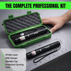 HITEKK High Power Green Laser Pointer | Tactical Long Range Green Laser Pointer | Single Press On/Off Tactical Lazer Pointer | Rechargeable Lazer Pointer and Carrying Case