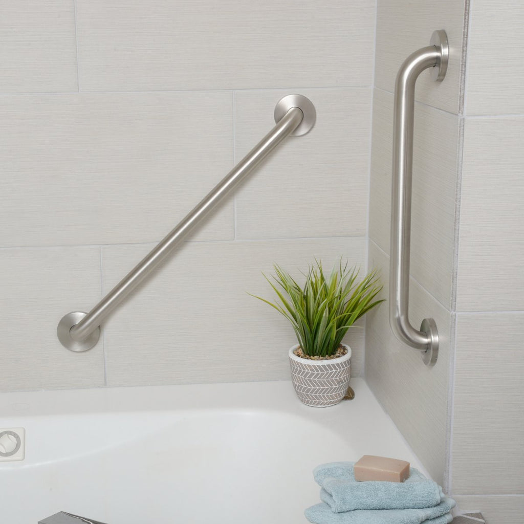 Amazon Basics Bathroom Handicap Safety Grab Bar, 16 Inch Length, 1.25 Inch Diameter, Holds up to 500LBs, ADA Compliant, Stainless Steel