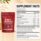 DXWXH 5 in 1 Growth Gummies, Growth Gummies with Vitamin D3 & K2, Calcium, Ashwagandha, Spirulina, for Bone Health & Daily Vitality Support, Strawberry Flavor, Non-GMO, 60 Gummies