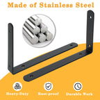 Alise Floating Shelf Brackets,Black Bracket for Shelves Heavy Duty L Wall Bracket Corner Brace,Stainless Steel Joint Angle Brackets for Wooden Board Hanging Support,10x6x1.2 Inch Upgraded(Pack of 4)