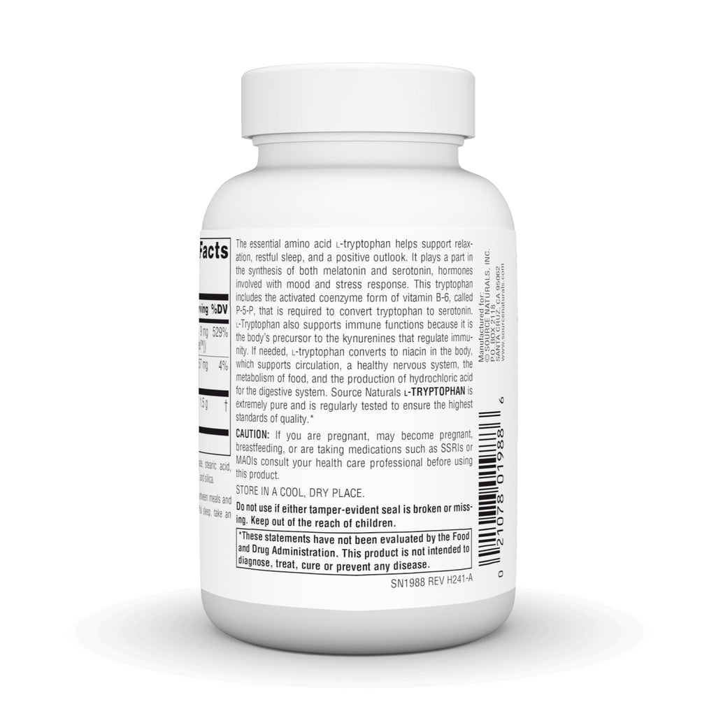 Source Naturals L-Tryptophan with Coenzyme B-6, 500mg - 120 Tablets