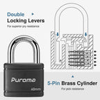 Puroma 4 Pack Keyed Padlock with 6 Keys Alike, 1.1 Inch Locker Lock 40mm Heavy-Duty Locks for Gate Fence Hasp Cabinet Toolbox School Gym Locker (Black)