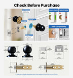 Veise Keyed Entry Door Knob, Bedroom Door Lock with Keys, Heavy-Duty Rust-Proof Construction, Door Handle for Exterior Interior Security, Easy to Install, Matte Black