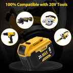 2-Packs 8000mAh Replace for Dewalt 20V Max Battery Compatible with DCB206 DCB201 DCB203 DCB207 DCB205 DCB204 Compatible with Dewalt 20V Cordless Power Tools and Chargers