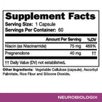 Neurobiologix Pregnenolone Plus, Pregnenolone Supplement for Hormone Support, Mood & Mental Clarity with Niacinamide, Wellness & Stress Balance 60 Capsules