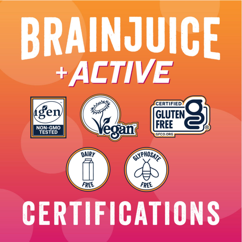 BrainJuice Nootropics Brain Support Supplement, Gluten Free Powder for Energy and Focus, Drink Mix with L Theanine, Alpha GPC, Vitamin B, Organic Green Tea Extract (Active Pomegranate Acai)