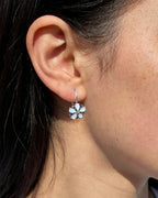 Elaximn Vintage Silver Flower Opal Earrings