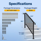 VIVOHOME 4-Step Hand Rails for Outdoor Steps with Curved Ends and Balusters