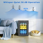 COWSAR Commercial Beverage Refrigerator 24-Can Mini Fridge, Countertop Wine Cooler Small Adjustable Digital Thermostat, LED Light, Freestanding Countertop Drink Refrigerator for Home, Bar & Office