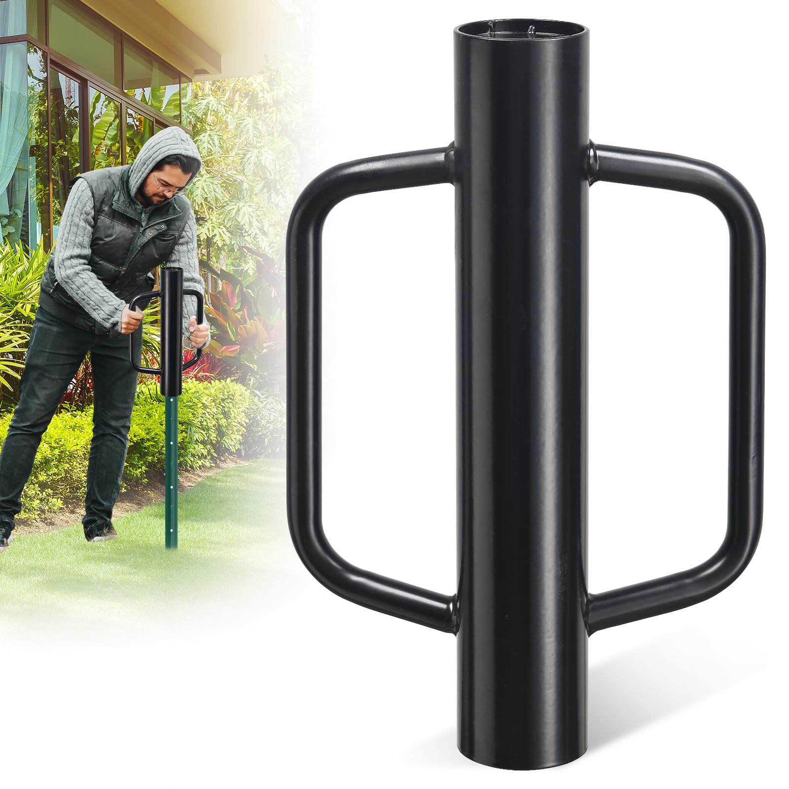 12 lb Steel Fence Post Driver, 17 in T-Post Pounder, 2.7" Inner Diameter
