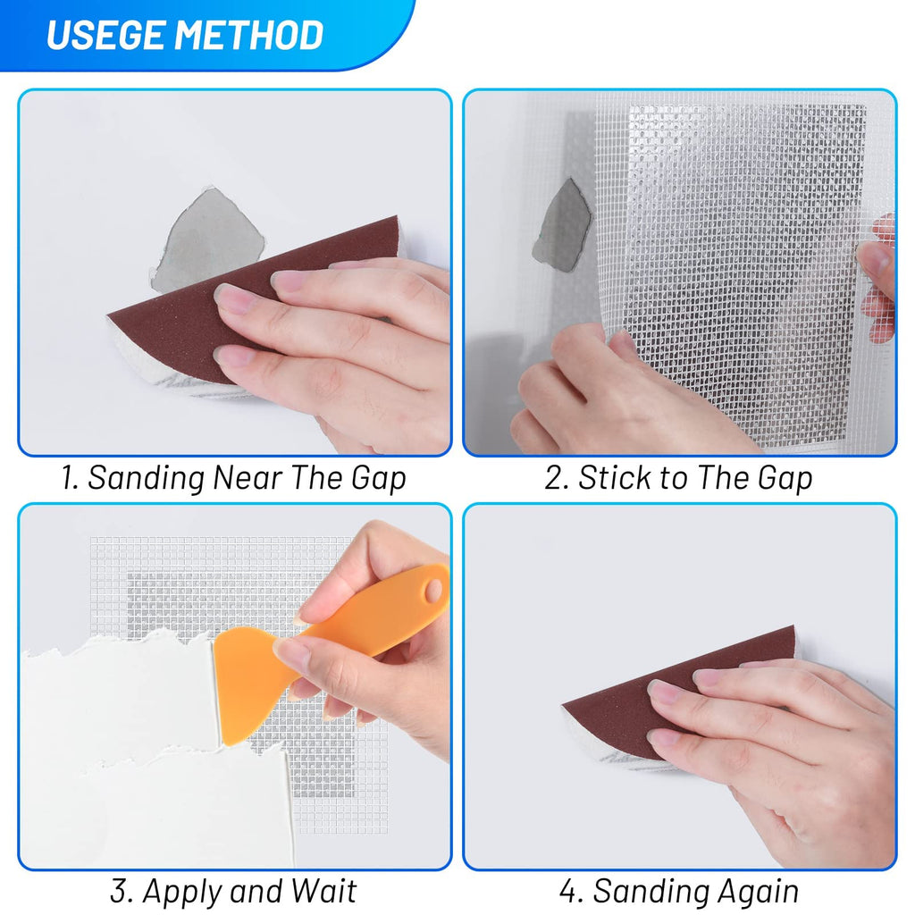 Ranekie 14 Pack Drywall Repairs Patch, 4/6/8 Inch Drywall Repair Kit with Extended Self-Adhesive Mesh,Large Hole Patch Repair for Drywall,Heavy Duty Dry Wall Hole Repair Patch