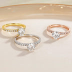 EAMTI 925 Sterling Silver 1.2 CT Round Solitaire Cubic Zirconia Engagement Ring Halo Promise Ring Size 7