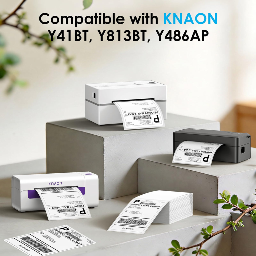 KNAON Thermal Shipping Labels - 500 Pack of 4x6 Fanfold Direct Thermal Labels with Strong Adhesive, Commercial Grade Quality