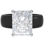 Rinfit Silicone Ring with Stone, Emerald Cut CZ - Blck/Sil, Size 7