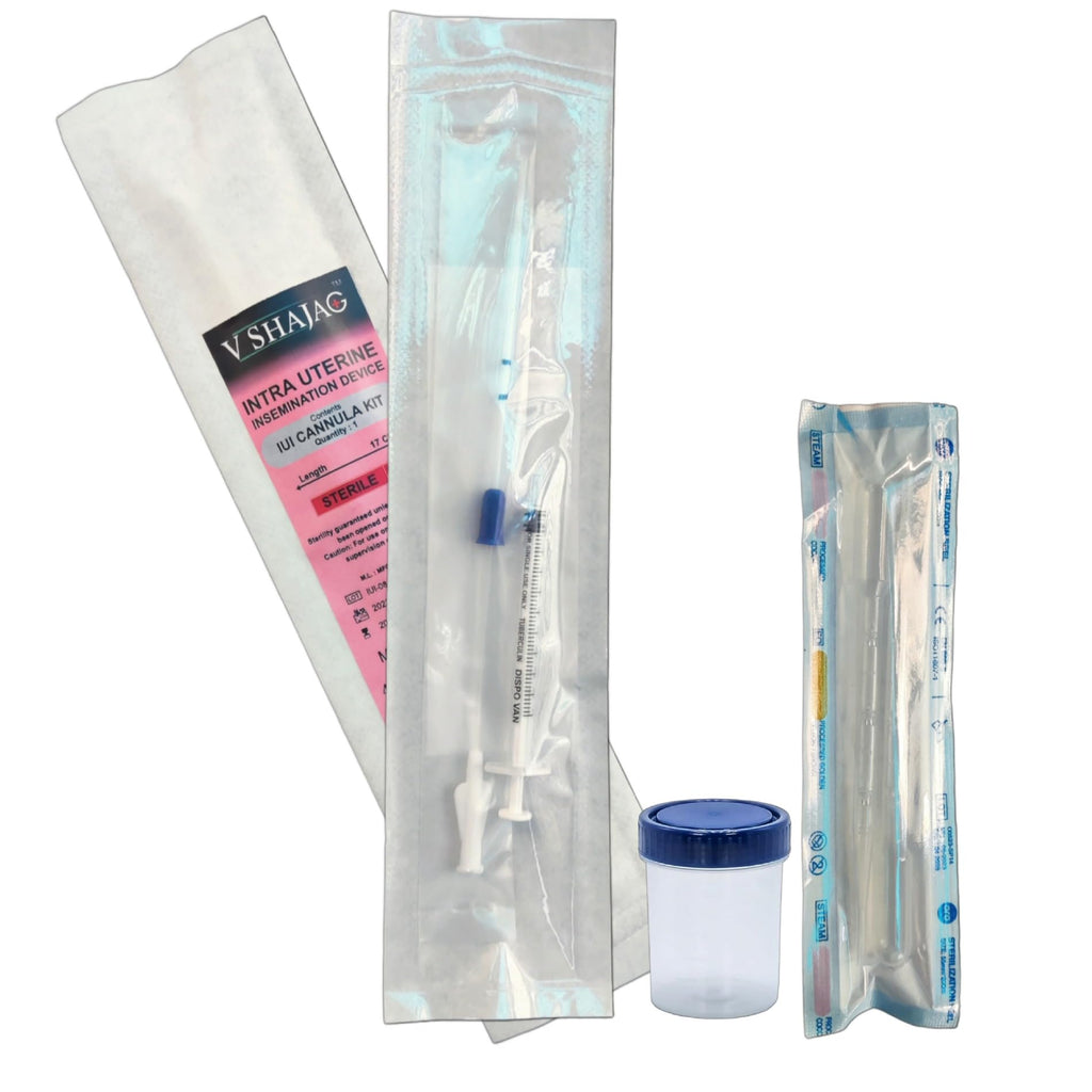 V SHAJAG Complete IUI Cannula Kit (17cm)(IUI Cannula Kit, Collection Container, and 2 Bonus Droppers)-Fertility with Precision (Pack of 2)