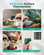 ERICKHILL ROOKCORE Infrared Thermometer -50℃~600℃ Adjustable Emissivity Non-Contact Laser Thermometer Gun LCD Backlit Display -Compact Size for Vehicle Repair/Cooking/BBQ/Freezer/Food, Dark Green