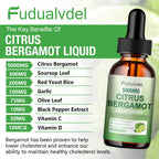 1 Pack 5000mg Citrus Bergamot Liquid Drops,Reduce Triglycerides Bergamot Supplement for High Cholesterol, Immune Support for Anti Aging,Antioxidant,Lime Bitter,Natural Olive Leaf Extract,2 Fl Oz