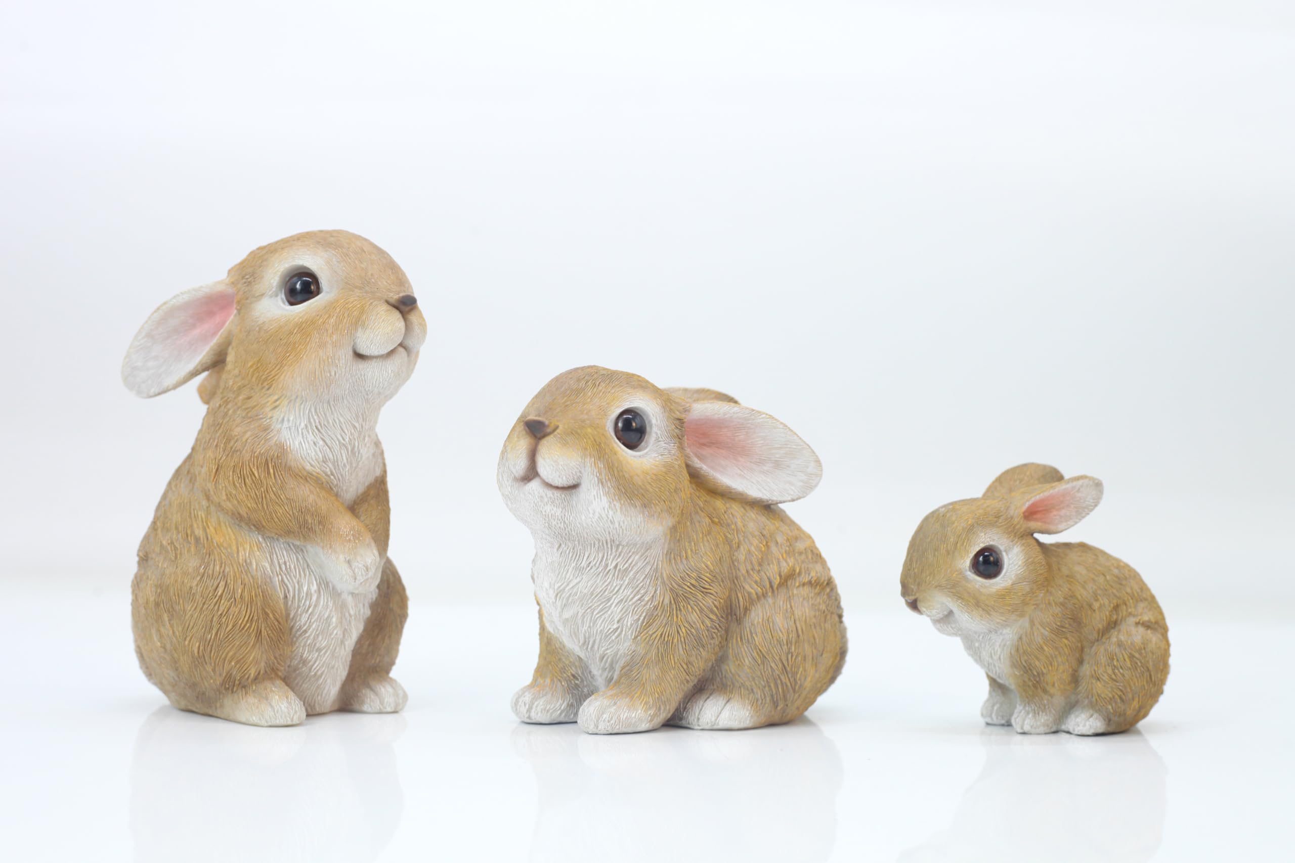 JORAE Bunny Statues Garden Decor Set of 3 Outdoor Easter Rabbit Figurines