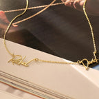 Ajiangwu 18K Gold Plated Name Necklace Personalized,Multiple Custom Name Necklace Family Necklace with Kids Names Customized Choker Necklace for Women