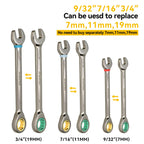 GRENPRO Ratcheting Wrench Set, Combination Wrench Set Metric And Standard & SAE With Color Ring, 1/4" to 3/4" & 6-18mm, 23PC Open End Ratchet Wrenches With Roll Up Pouch, CRV Socket Mechanic Tool Sets