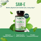 HealthyWayRx 1500mg SAM-e Supplement - High Strength S-Adenosyl-L-Methionine Capsules 1500mg per Serving for Joint Brain Liver and Mood Support - Non-GMO High Absorption Same Supplement (90 Count)