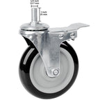 Finnhomy Swivel Caster Wheels 5 Inch Threaded Stem Casters Set of 4 Heavy Duty 1/2"-13 x 1 with Brake Polyurethane Industrial Locking Castors Wheels for Cart/Furniture 2200 Lb Smooth Casters Black