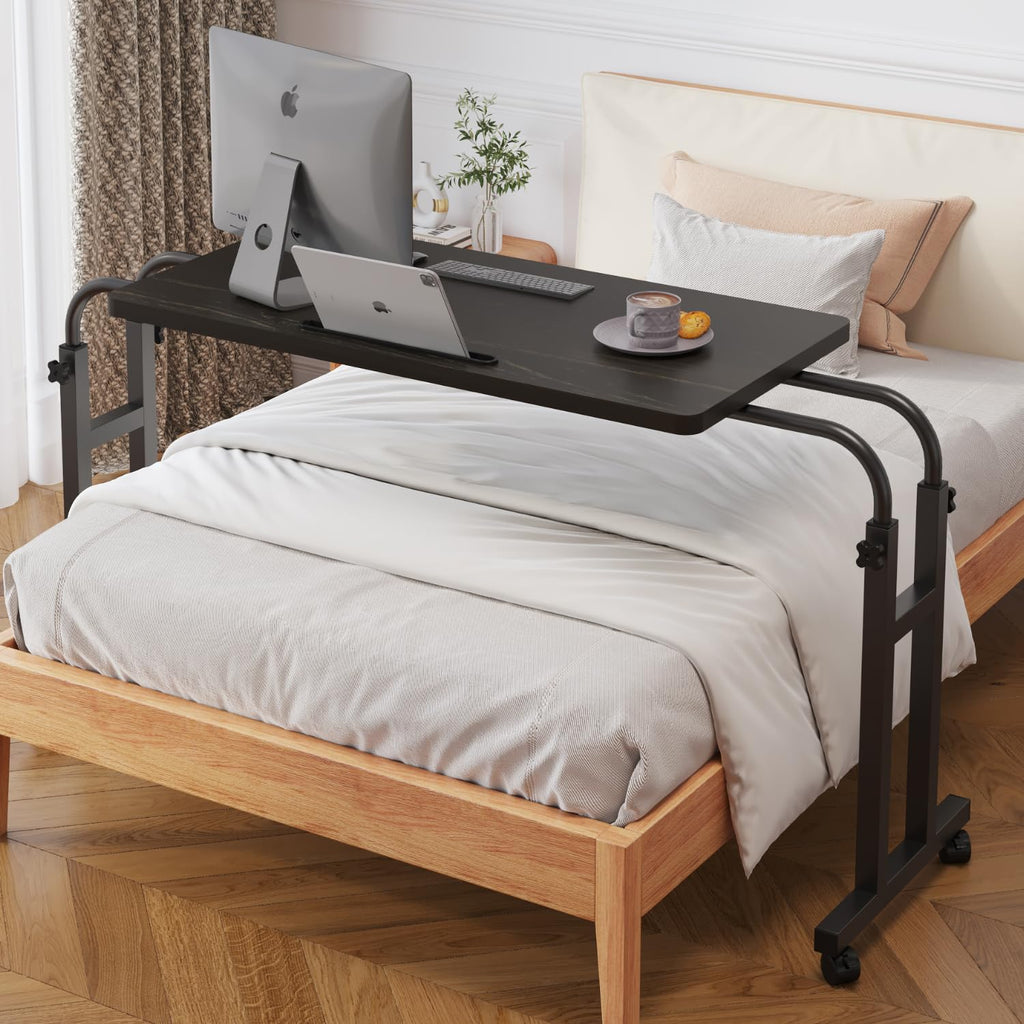 TigerDad Mobile Over The Bed Recliner Table - Adjustable Height & Length, Stable Laptop Tray Chair Table with Wheels for Kids & Adults