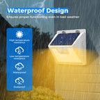 Peasur Solar Lights Outdoor Motion Sensor Waterproof, 6Pack 140LED White Solar Powered Fence Lights, 3 Modes Security Wall Lights for Garden Yard Outside Warm