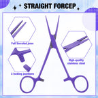 BBTO 2 Pcs Hemostat Forceps Curved Straight, Piercing Pliers,Lilac
