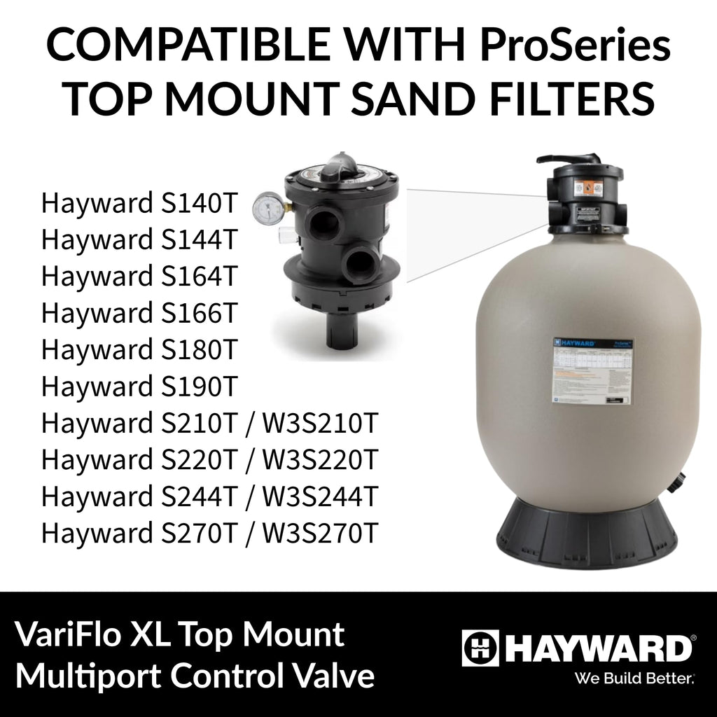 Hayward SP0714T VariFlo Top-Mount Multiport Valve, Black, 1-1/2-Inch-FIP