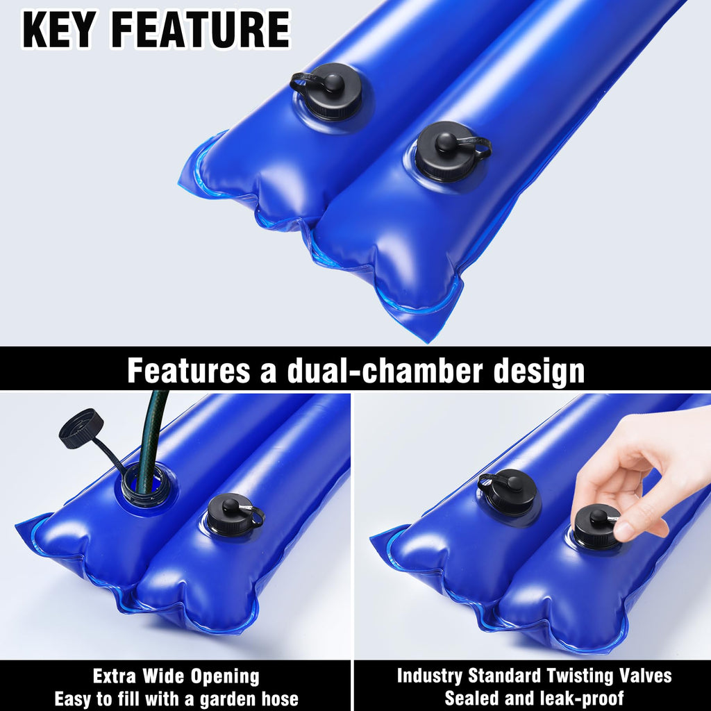 LanPool 8.5ft Double Chamber Pool Water Bags, Heavy Duty Water Tubes | Pool Cover Weights for Inground Pool Cover,Water Bags for Pool Covers Winter Closing-5pack